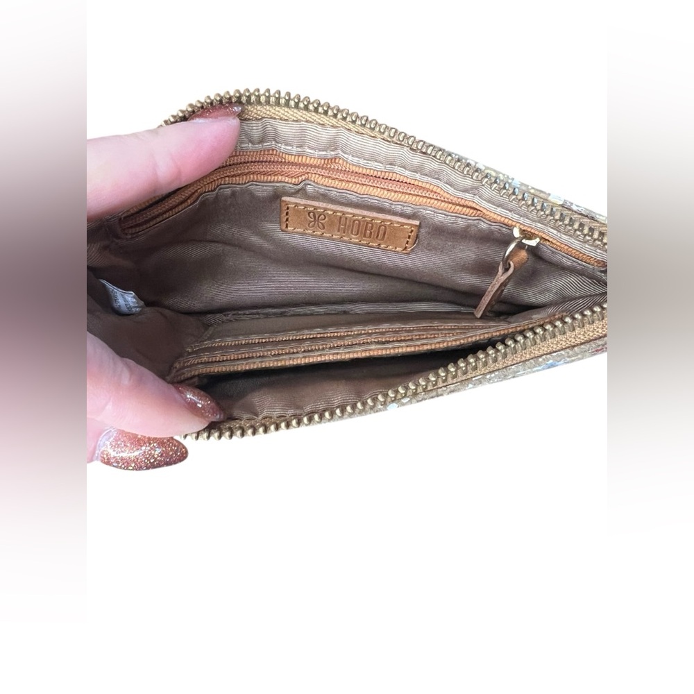 HOBO King Genuine Leather Phone Wallet Wristlet Ikat snakeskin pattern Teal - Picture 2 of 11